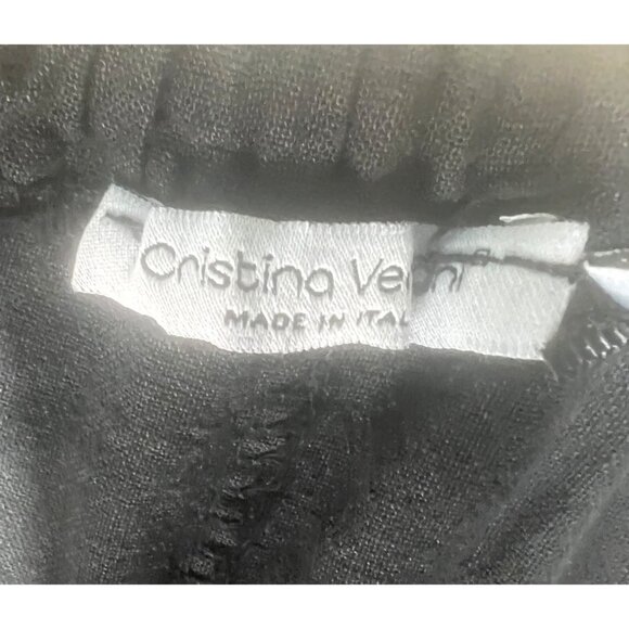Cristina Vergani Jumpsuit Black Halter Neck Linen Blend Wide-Leg Made In Italy M - Picture 6 of 11